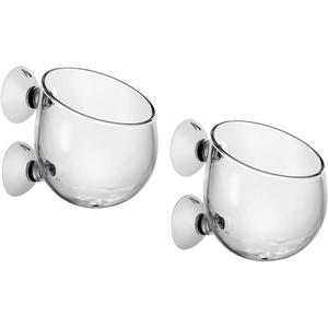 DS. DISTINCTIVE STYLE Aquatic Plant Cups 2 Pieces Crystal Glass Plant Pot with 2 Suction Cups for Aquarium Decoration