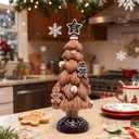 Hodao Christmas Tree Resin Figurine Brown Hand-Painted Gingerbread Christmas Tree with Candy Ornaments, Holiday Tabletop Dcor, Gift for Family, Mantel, and Winter Home Decoration