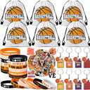 SNLN 12 Sets Basketball Party Favors Basketball Goodie Bags for Boys Includes Drawstring Bag Silicone Bracelet Keychain Tattoo Sticker for Sports Goodie Bags Basketball Birthday Party Supplies Decor