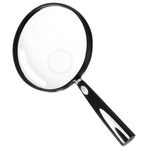 Feosky Handheld Reading Magnifier, 10X Magnifier, 130mm Shatterproof Lens, Non-Slip Handle for Adults Close Work, Seniors Reading and Nature Exploration, Hobby Observation(Silver)