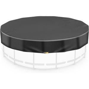 24FT Round Pool Cover for Above Ground Pools, Thickened 420D Pool Covers with Automatic Drain, Winter Pool Cover with Ratchet Buckle, Tear Resistant & Quick Installation