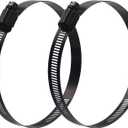 ISPINNER 2pcs 10 Inch Stainless Steel Adjustable 241-267mm Size Range Worm Gear Hose Clamp, Fuel Line Clamp for Plumbing, Automotive and Mechanical Application (Black)