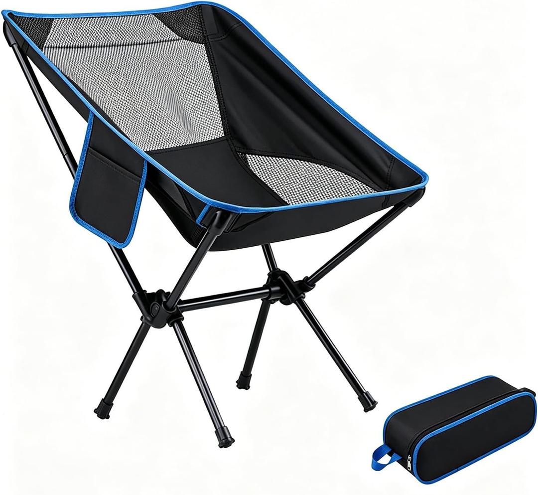 Wind Tour Portable Camping Chair Backpacking Chair - The 4th Generation Ultralight Folding Chair - Compact, Lightweight Foldable Chairs for Hiking Mountaineering, BeachMesh Black
