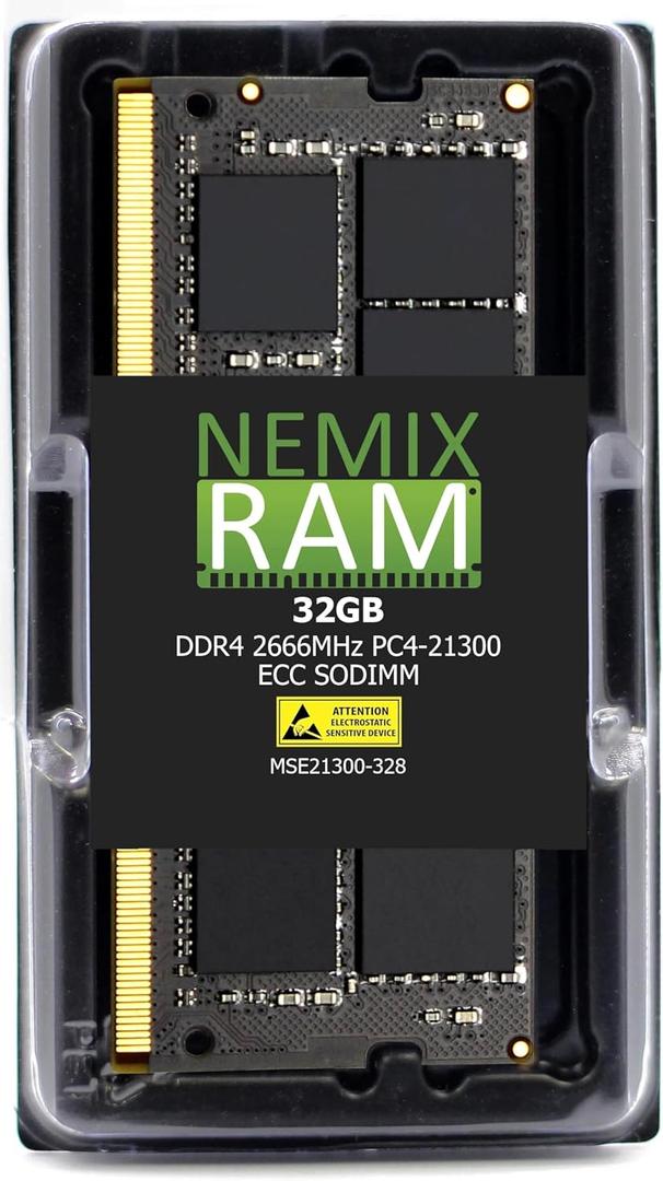 NEMIX RAM 32GB (1X32GB) DDR4 2666MHZ PC4-21300 2Rx8 1.2V CL19 260-PIN ECC SODIMM (32GB (1X32GB) DDR4 2666MHZ ECC SODIMM)
