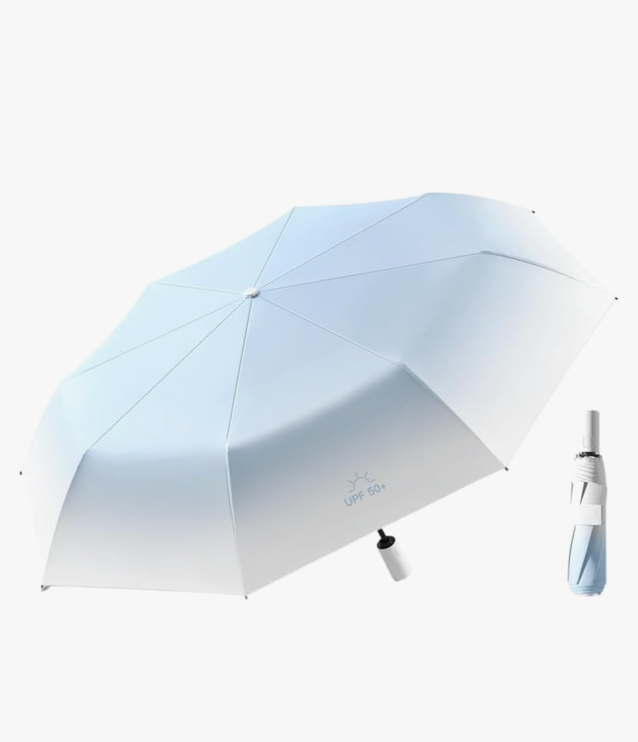 KCKEYS Gradient Ultra Light Portable Sun Umbrella For Rain,Six Fold Automatic Umbrellas, Compact Back Vinyl Sunscreen Umbrella