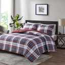 Madison Park Essentials Parkston Plaid Comforter Set Soft Brushed Microfiber College Bedding, 3M Scotchguard Stain Release Cover, Modern All Season Cabin Bedding, Twin/ Twin XL, Red, 2 Piece