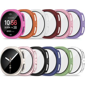 12 Pack Case for Samsung Galaxy Watch 8 44mm with Tempered Glass Screen Protector, Hard PC Scratch Resistant Protective Cover Compatible with Galaxy Watch 8 44mm