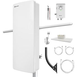 ANTOP - Hd Smart Booster Panel Indoor/Outdoor Tv Antenna with J Pole (AT-800SBSJ)