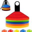 ANSLYQA Soccer Cones (Set of 50), Agility Training Disc Cone with Carry Bag and Holder for Drilling Football Basketball Sports Field Markers,