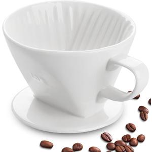 hailanbao Handmade Pour over Ceramic Coffee Dripper - Authentic Brewing Experience for Camping, Office, and Home (White)