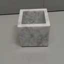 Real Luxurious Natural Marble Toothbrush Holder & Makeup Brush Organizer & Pen Holder for Desk,3.93inch Square Marble Utensil Holder Non-Ceramic/Non-Resin White