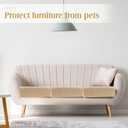 Newwiee 8 Patio Stretch Sofa Cushion Covers Outdoor Cushion Covers Replacement Couch Slipcovers Sofa Seat Cover Soft Chair Cover Furniture Protector for Pet (Ivory White,Waterproof)