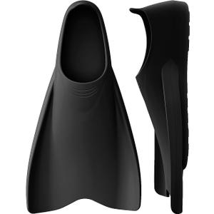 WSTOO Streamlined Training Short Fins - Silicone Swim Flippers for Adults and Youth (Men & Women), Ideal for Swimming, Snorkeling, and Diving (S(Measure Foot Length: 9.25-9.84 in), Black)