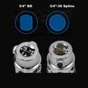 3/4" 36 Spline X 3/4" DD Steering Shaft U Joint Single Chrome Universal Joint Coupling, 3-1/4" Overall Length