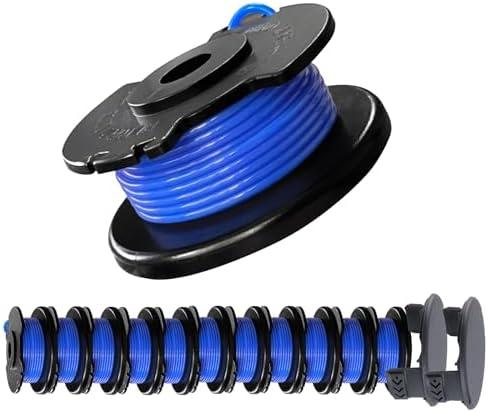 A ANLEOLIFE AC14RL3A String Trimmer Replacement Line with AC14HCA Cap, 11ft/0.065" Autofeed Spools for 18V, 24V and 40V Cordless Trimmers(11 Spools & 1 Cap)