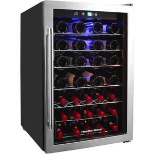 Hamilton Beach HBWF4303, 43-Bottle Cooler Fridge Cellar with Curved Wire Shelves, Digital Control, Mirror Finish