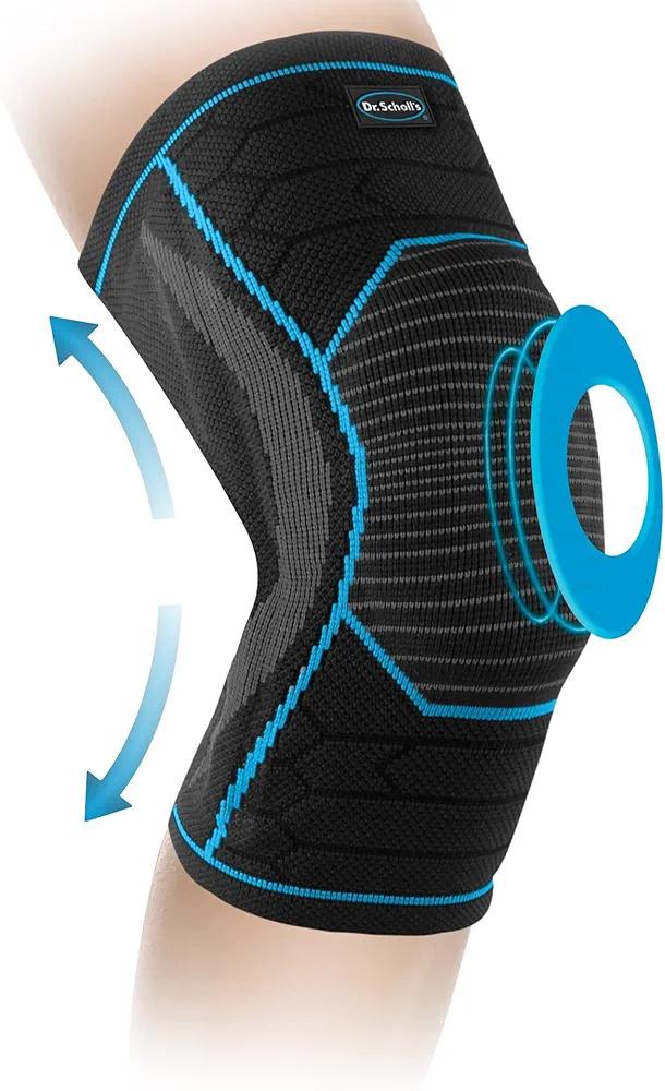 Dr. Scholl's Compression Knee Sleeve with Massaging Gel, Breathable Fabric, Shock-Absorbing Knee Compression Sleeve, Built-in Gel Padding & Support (Size S/M)