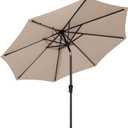 MEWAY 9ft Patio Umbrella Outdoor Table Umbrellas with Push Button Tilt and Crank, Market Umbrella 8 Sturdy Ribs for Deck, Garden, Pool and Backyard, Beige