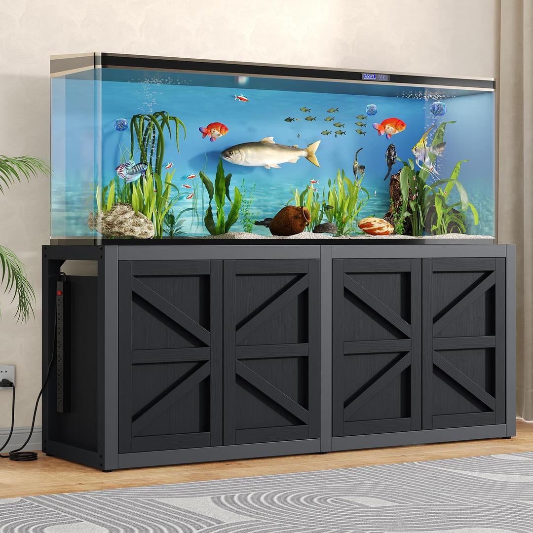 Knoworld 125-150 Gallon Fish Tank Stand with Power Outlet, 71"18.9" Tabletop, 3500LBS, Fits 125/150 Volumns Aquariums, Capacity, Heavy Duty Aquarium Stand & Terrarium Stand with Adjustable Shelf