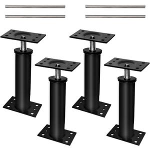 House Jacks for Leveling, 11"-17" Adjustable Jack Post Basement Floor Jack, Screw Floor Jack Post Supports Stabilizer Jacks for House Foundation, Stairs, Porches, Roof Beams (4PC, Black)