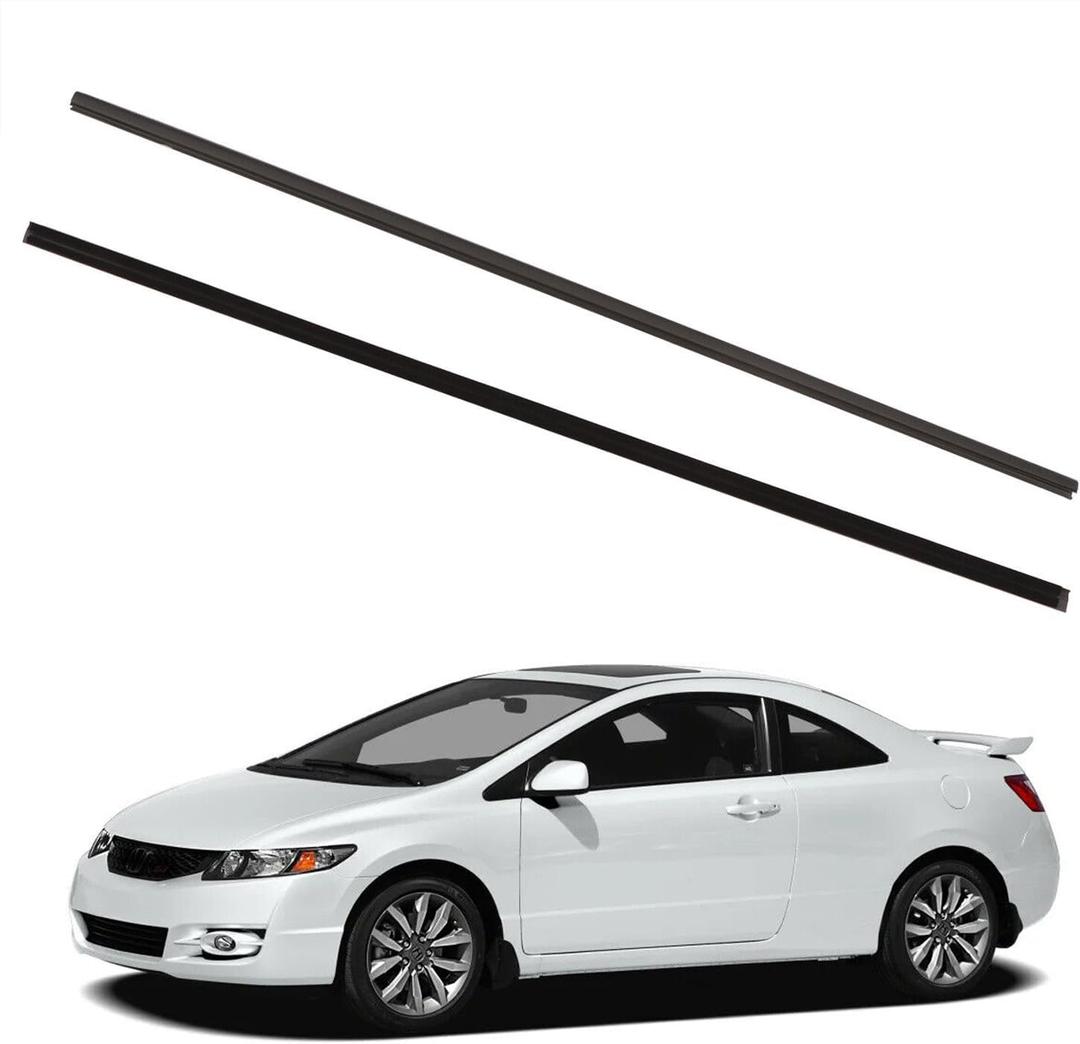 Weather Stripping Window Molding Trim Seal Left and Right Door Belt Moldings Compatible with Honda Civic Coupe 2D 2006-2011 Replace# 72410-SVA-A01ZA 72450-SVA-A01ZA