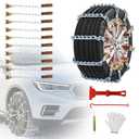 Qoosea Snow Chains for Car 10Pcs Tire Chains for SUV Manganese Steel Tire Chains Heavy Duty Universal Anti-Slip Chains for Tires Durable Tire Cables