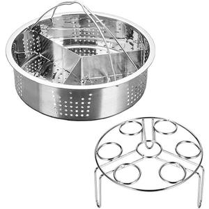 Stainless Steel Vegetable Steamer Basket, Insert Steaming Rack with Handle for Cooking, Include Egg Steamer Rack for Pot(COLOR:Silver)
