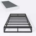 SHLAND Box Spring Twin 7 Inch Metal Box Spring Twin Size Basics Bed Base, Mattress Foundation,Black Heavy Duty Structure with Cover, Noise Free,Easy Assembly