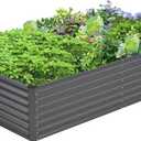 8x4x2FT Galvanized Raised Garden Bed,Galvanized Planter Boxes Outdoor, Large Metal Raised Garden Beds for Vegetables-Grey