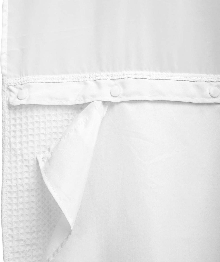 Barossa Design Fabric Snap-in Shower Curtain Liner Replacement, Removable & Washable, Hotel Style, 70x54, White