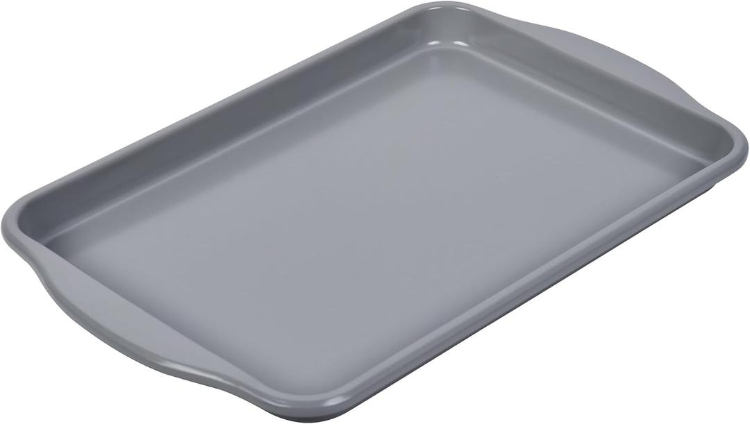 Sheet Pan 13 x 9 Inch, Non-Stick Rimmed Naturally Slick Ceramic Coating Cookie Sheet Pan for Oven Roasting Meat Bread Battenberg Pastries - Gray