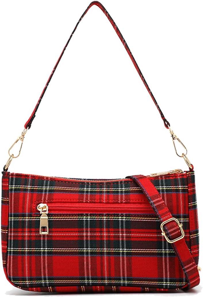 Christmas Crossbody Bags for Women,Red Plaid Christmas Purse with Adjustable Strap,Nylon Handbags,Xmas Gift Bag for Women