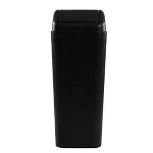 Plastic Waste Bin with Swing Lid, 14 Liter Garbage Can, 1 Pack, 5.2" x 8.2" x 15.7" (Black)