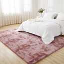 Litanika 8x10 Shag Area Rug for Living Room Bedroom, Tie-Dyed Dusty Pink High Pile Soft Plush Shaggy Furry Bedside Playroom Dorm Carpet, Non-Slip, Non-Shedding Modern Indoor Floor Rug