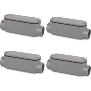 4Pack 3/4 Inch Rigid PVC Conduit Body Type C, Slip x Slip PVC Conduit Bodies C Type with Cover and Gasket, Gray