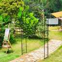 Metal Garden Arbor Wedding Arch 95.3" H x 45" W, Heavy Duty Rustproof Iron Pergola Trellis for Climbing Plants Outdoor Garden Patio Pathway Lawn Ceremony Party Decoration
