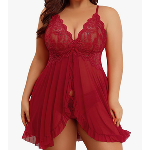 Avidlove Plus Size Lingerie for Women Sexy Lingerie Dress Lace Babydoll Lingerie V-Neck Open Front Strap Nightdress, 4XL