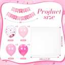 Thenshop Large Outdoor Picnic Blanket with Happy Birthday Banner Balloons Picnic Pink Birthday Party Decor Balloon Stand Kits for Camping Outdoor Backyard Party Decor(Pink)