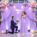 10ft x 7ft Lavender Backdrop Curtain for Parties Wedding Light Purple Wrinkle Free Backdrop Drapes Panels for Baby Shower Birthday Party Photo Photography Polyester Fabric Background Decoration