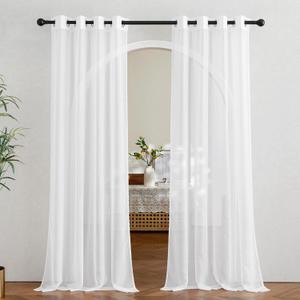 NICETOWN Sheer Curtains 90 inch Long for Living Room, Grommet Voile Sheer Lightweight Airy & Light Filtering Window Drapes for Bedroom/Nursery, Ivory, 2 Pieces, W54 x L90