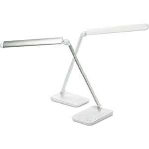 Safco 1001SL Vamp LED Modern ABS Desk Lamp with USB Port and Dimmer Switch, Silver