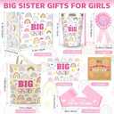 7 Pcs Big Sister Gifts for Girls, New Sister Gifts with 12 Oz Pink Sister Tumbler Mug, Canvas Tote Bag, Big Sister Bracelet, Big Sister Satin Sash, Badge Pin and Greeting Card for Little Girls