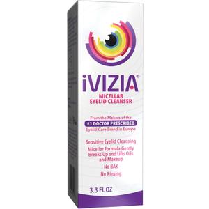 iVIZIA Micellar Eyelid Cleanser for Sensitive Eyelid Cleansing, BAK-Preservative-Free, Rinse-Free, Gently Removes Makeup, 3.3Fl Oz Bottle