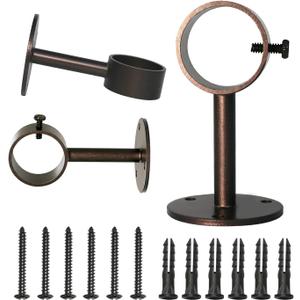 IHRDNNR Curtain Rod Brackets Heavy Duty Ceiling-Mount Drapery Hardware Holders Fit Rods up to 1 or 1.25 Inch Rods, Set of 3 (Bronze)