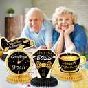 HOWAF 9 Pieces Retirement Party Decorations Black Gold Retirement Honeycomb Centerpieces Happy Retirement Table Decorations Table Centerpieces for Men and Women Retirement Party Supplies