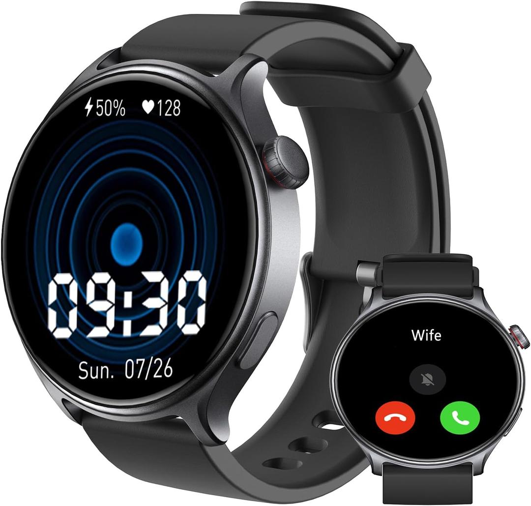 YMS Smart Watch for Women Android - 2025 Best Waterproof Men Fitness Watches (Answer/Make Calls),Heart Rate,Sleep,Pressure,Steps Monitor,Compatible with Android & iOS,100+ Sports Trackers (Black)