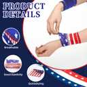 6 Pairs Baseball American Flag Wristbands Non Slip Baseball Wristband Red White and Blue Patriotic Arm Wrist Bands USA Absorbent Sport Sweat Band for Men Women Sport Gym Exercise