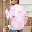 UNIQUEONE Valentines Sweater Women Love Sweatshirt Heart Graphic Knit Sweaters Valentine Day Oversized Crewneck Tops (S)