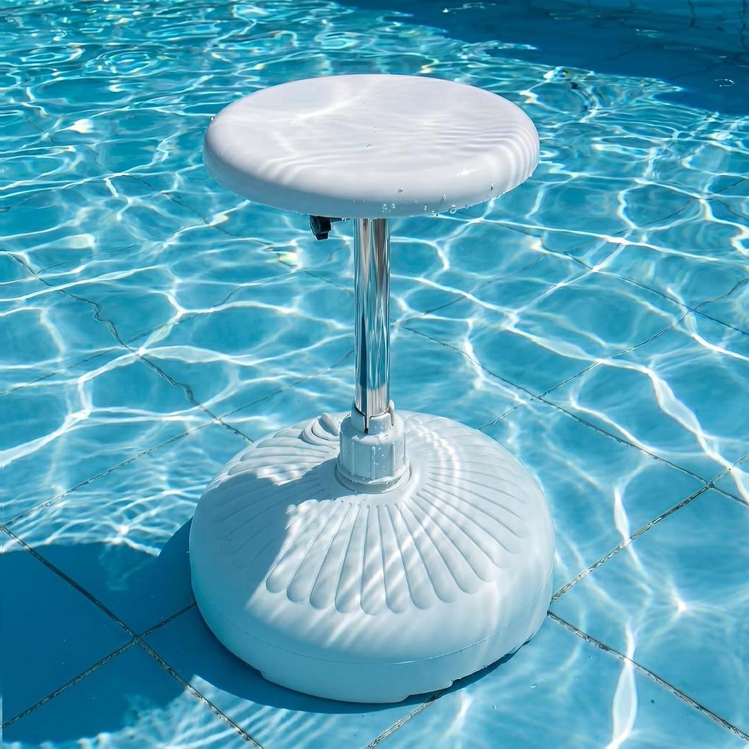 Briwooody 1 Pack Pool Stools for Underwater 24" Detachable Swim up Seating Bar Stool Non Float Design Chairs for Inside Pool Spa Patio Outdoor Yard Adjustable Weighted Base Water Filled Furniture