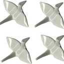 Japanese Origami Crane Chopstick Rest Set of 4, Ceramic Holder for Sushi, Ramen & Asian Tableware, Porcelain Crane Stand for Home Kitchen Restaurant Dining, White